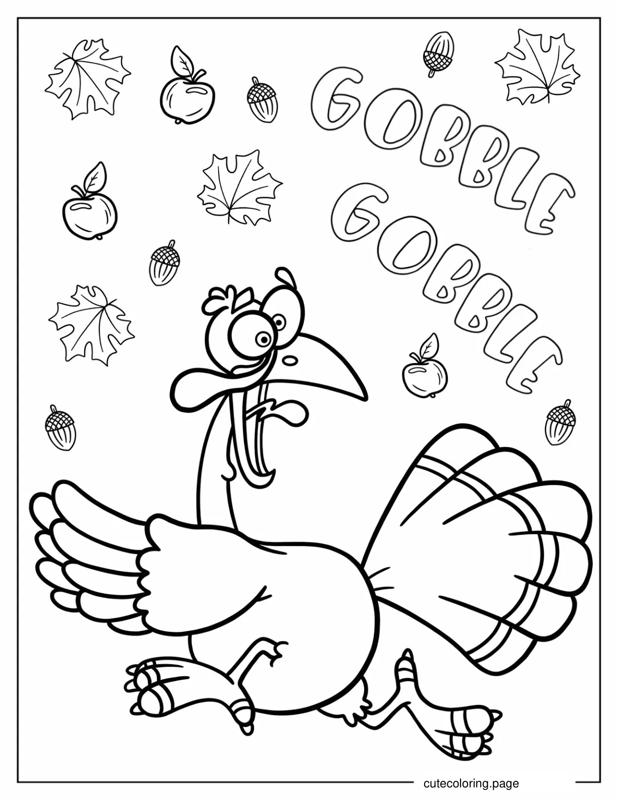 Thanksgiving Turkey Running Away coloring page