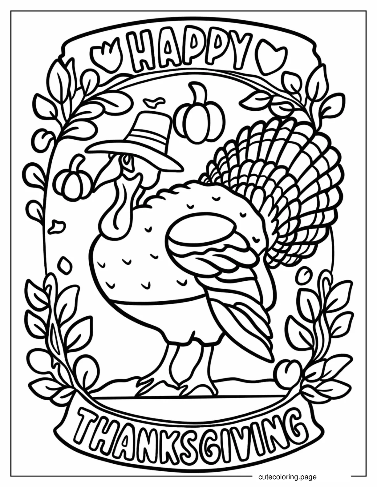 Turkey Wearing A Pilgrim_s Hat Coloring Page coloring page