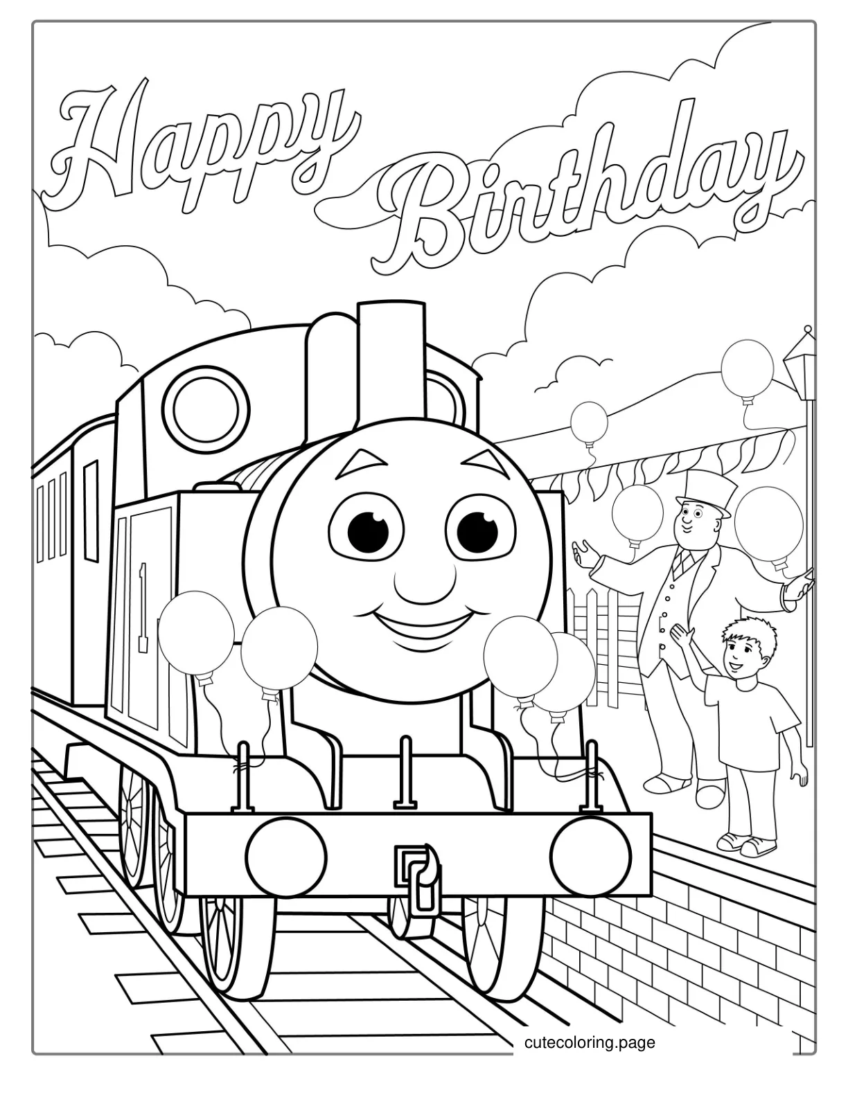 Happy Birthday Thomas The Tank Engine Coloring Page coloring page