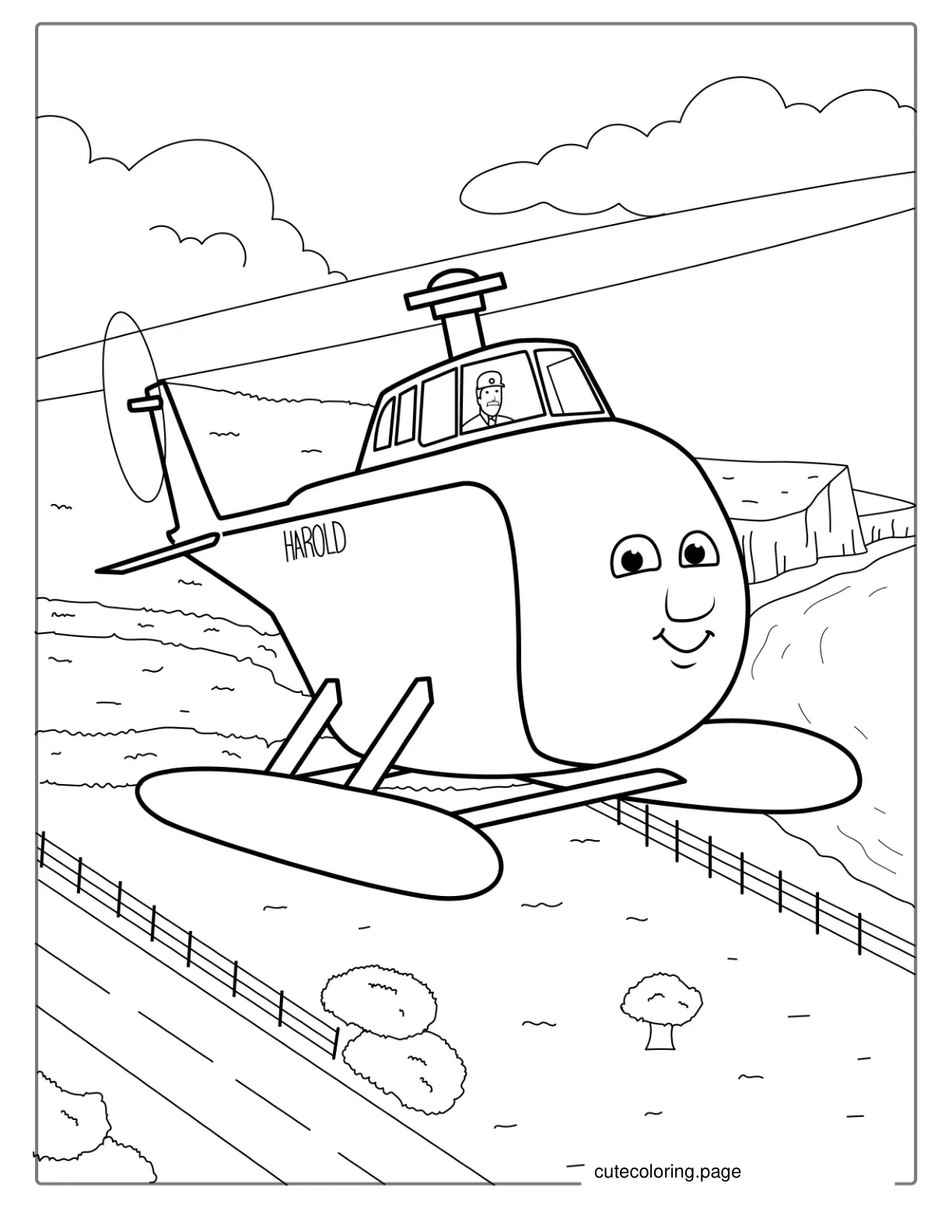 Harold The Helicopter To Color coloring page