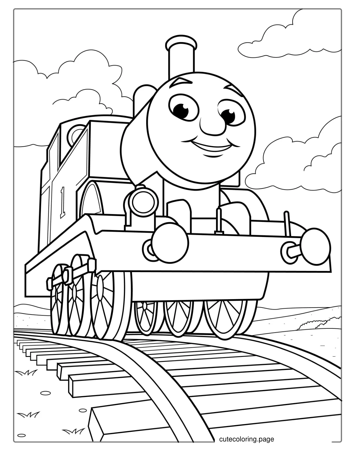 Smiling Thomas The Tank Engine Coloring Picture coloring page