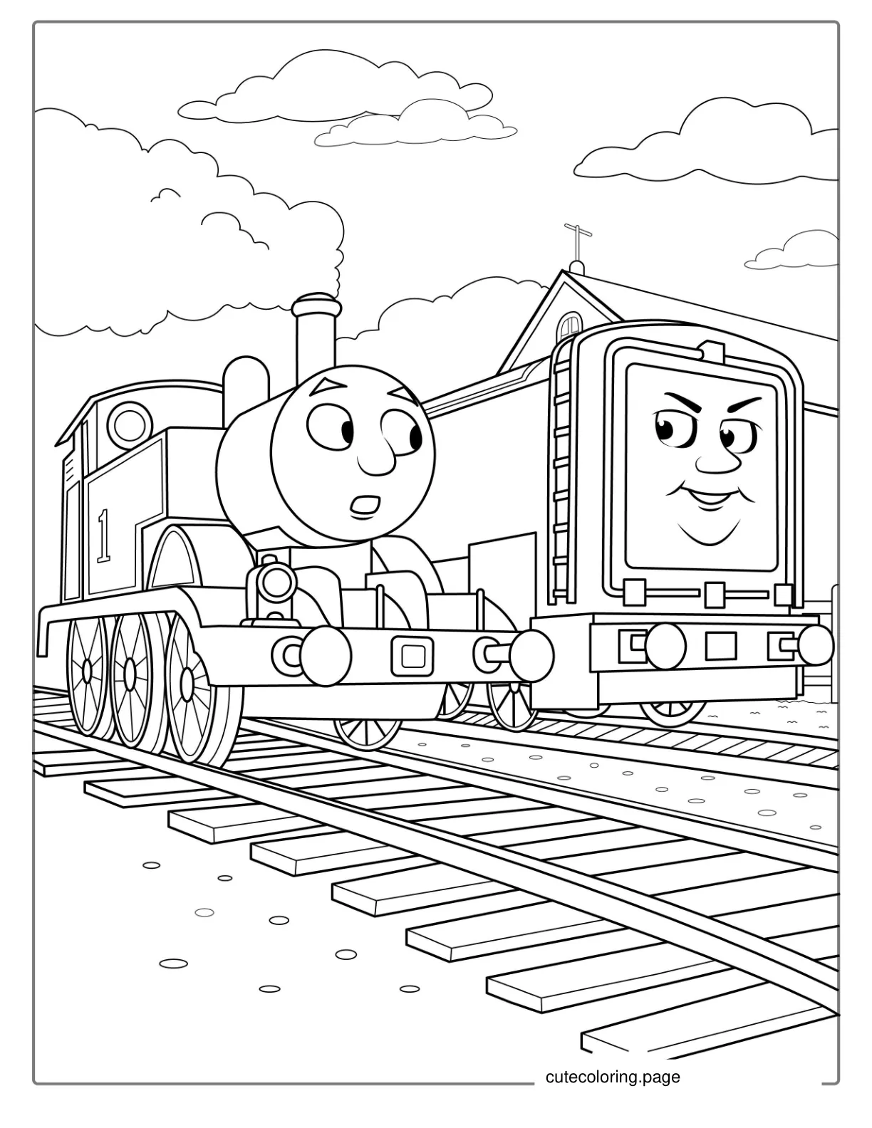 Thomas And Diesel Train Coloring Page coloring page