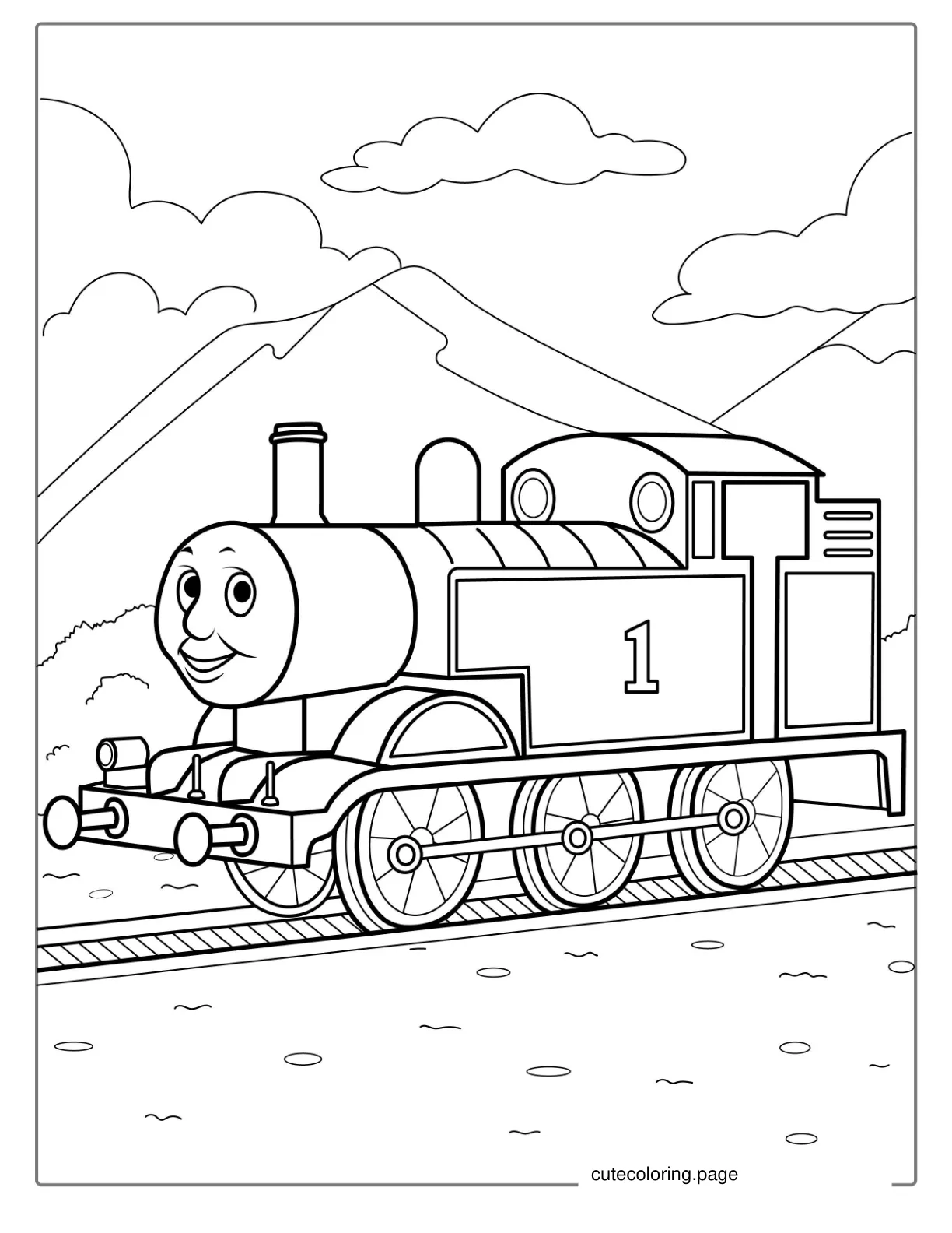 Thomas On Train Tracks Coloring Sheet coloring page