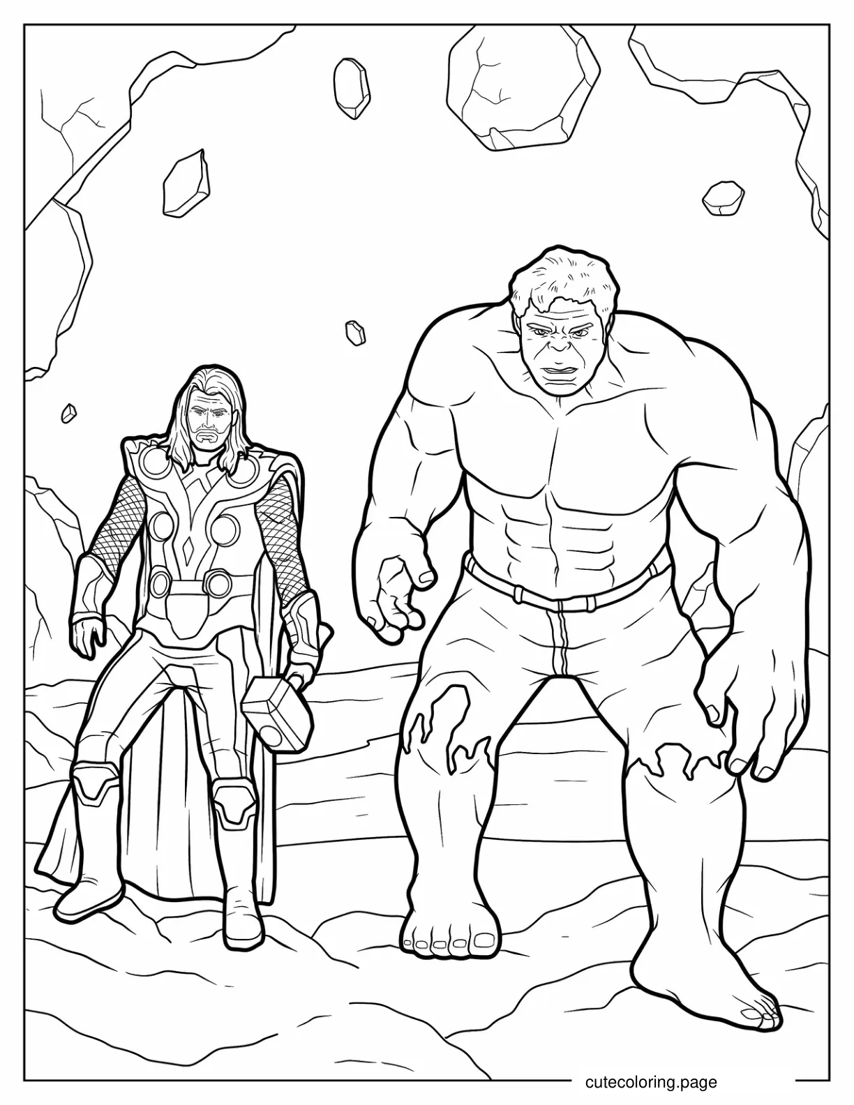 Thor And Hulk To Color coloring page