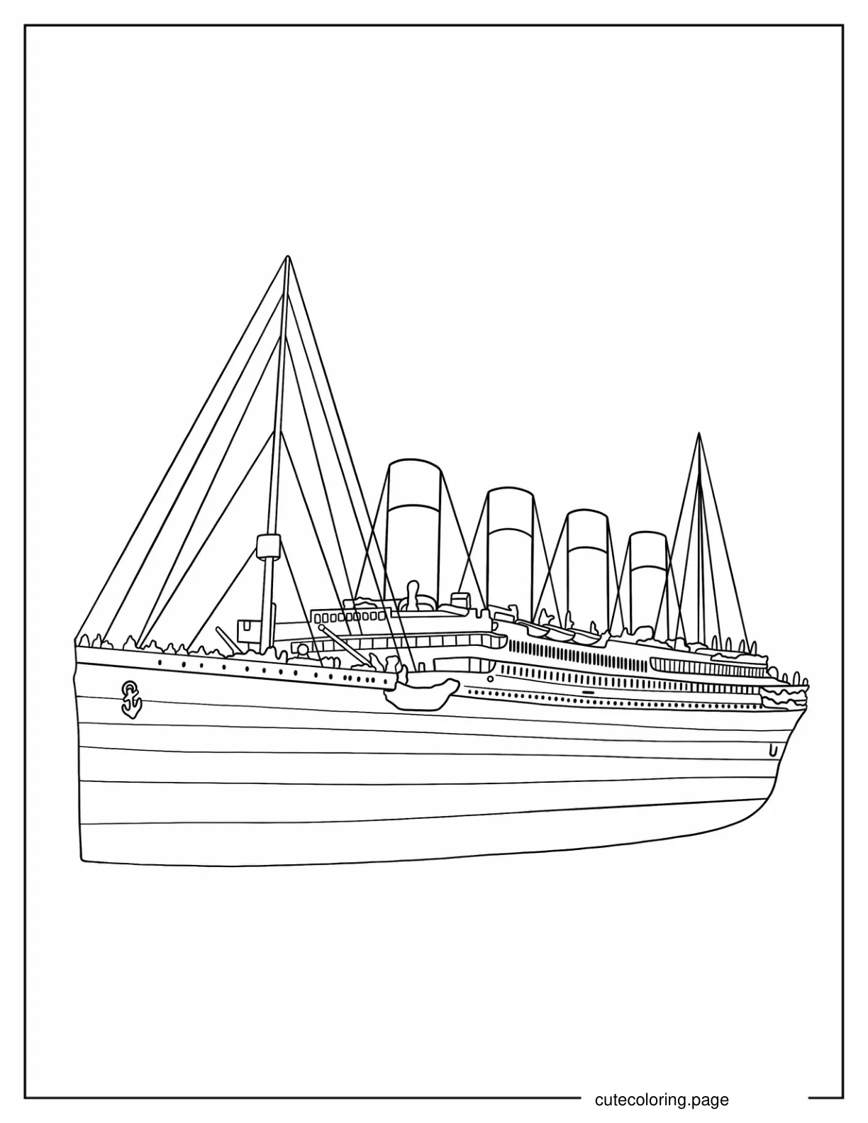 Back View Of The Titanic To Color coloring page