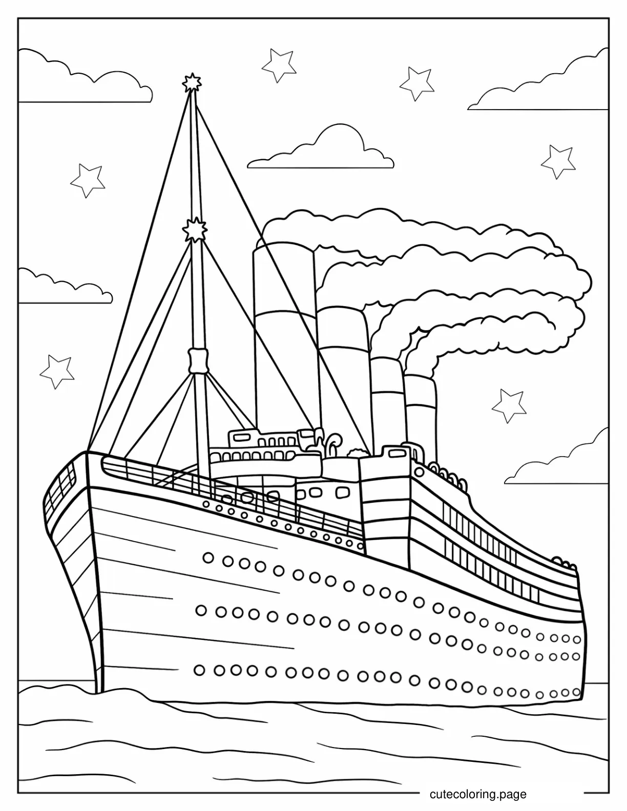 Coloring Page of Titanic Front View coloring page