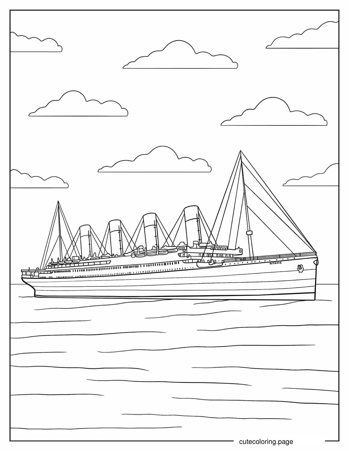 Easy Coloring Sheet of Titanic At Sea coloring page