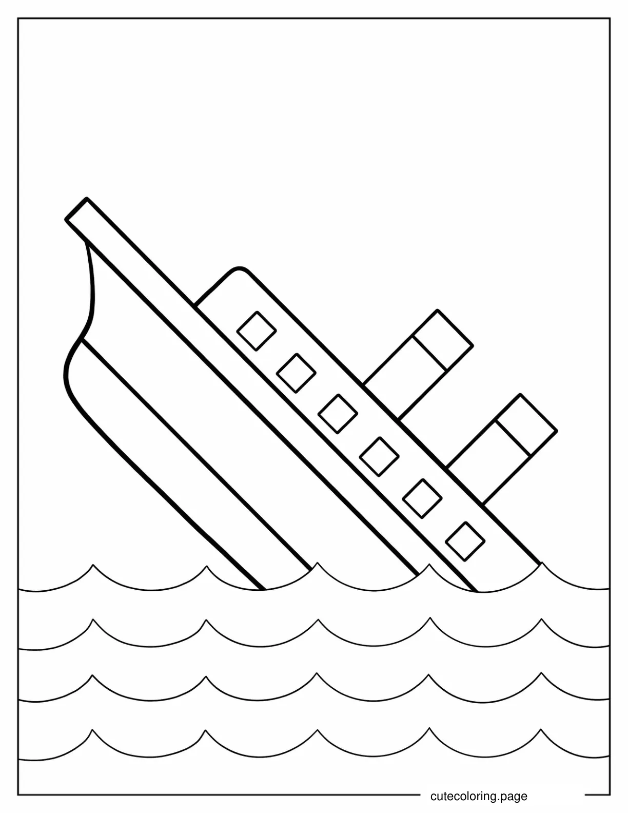 Easy Outline of Titanic Sinking coloring page