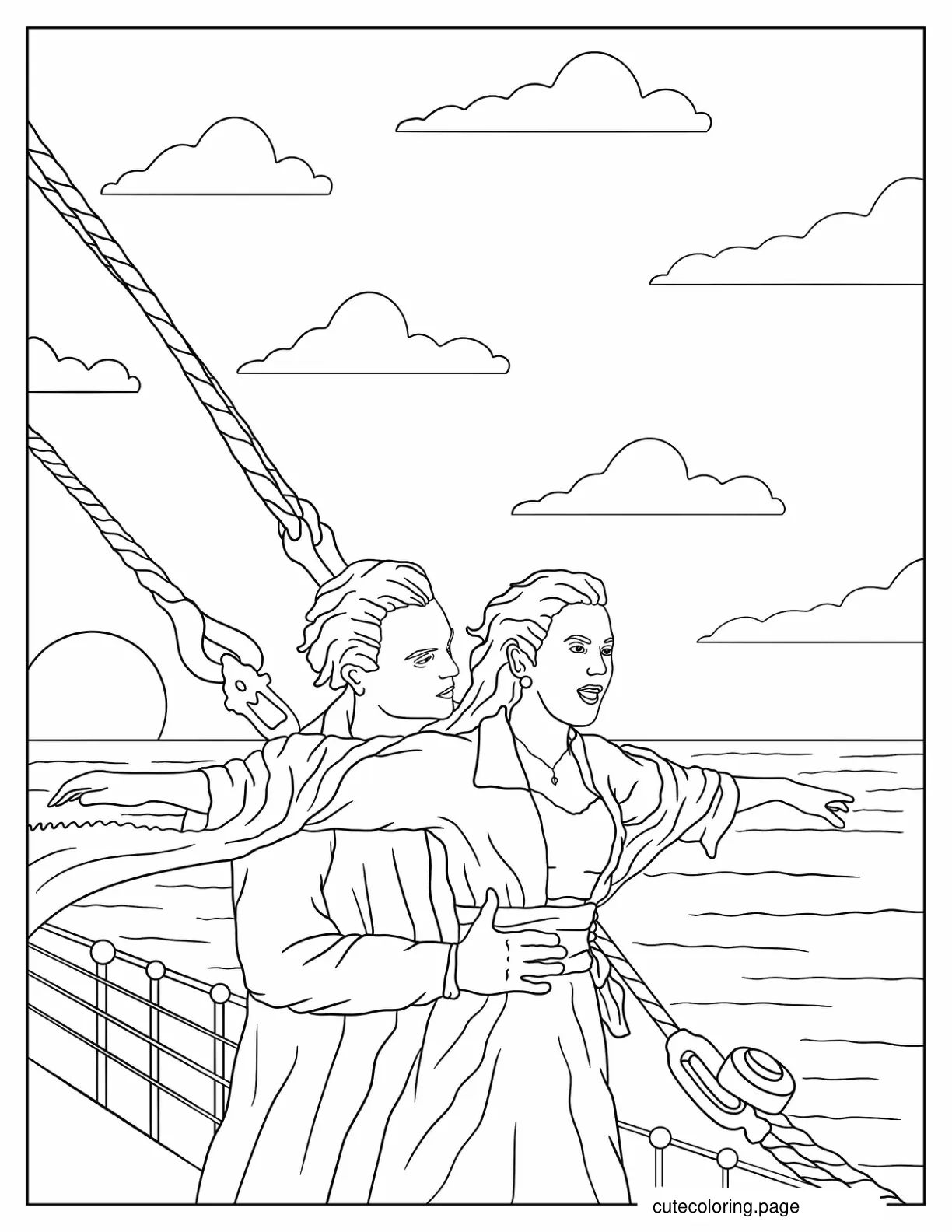 Jack And Rose On Titanic coloring page