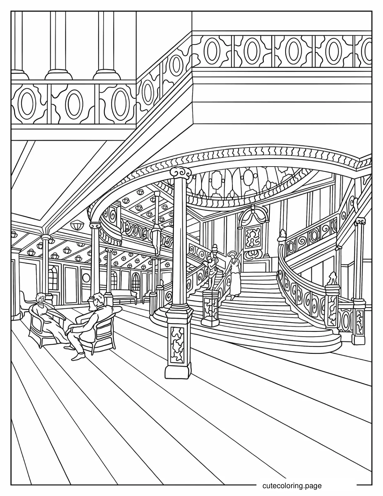 Realistic Coloring Sheet of Titanic_s Grand Staircase coloring page