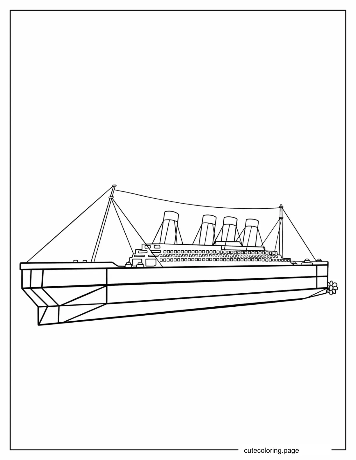 Simple Outline of Titanic To Color coloring page