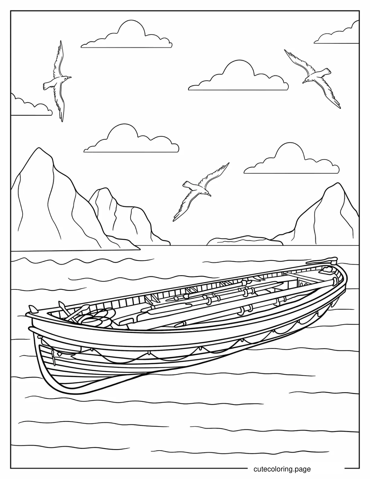 Titanic Life Raft To Color coloring page