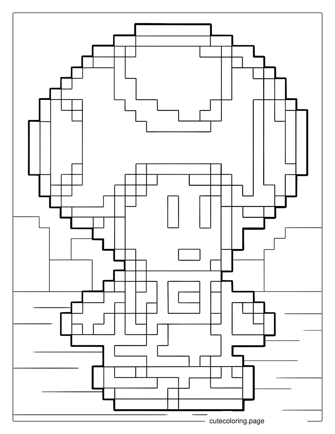 Coloring Sheet Of Toad In Pixel Style coloring page