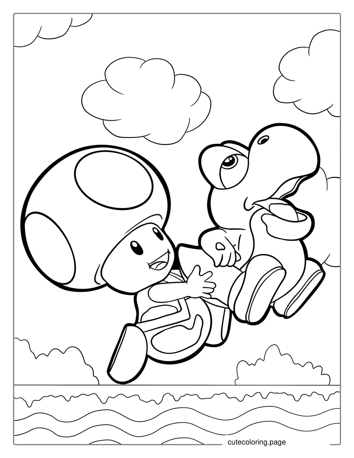 Toad And Baby Yoshi coloring page