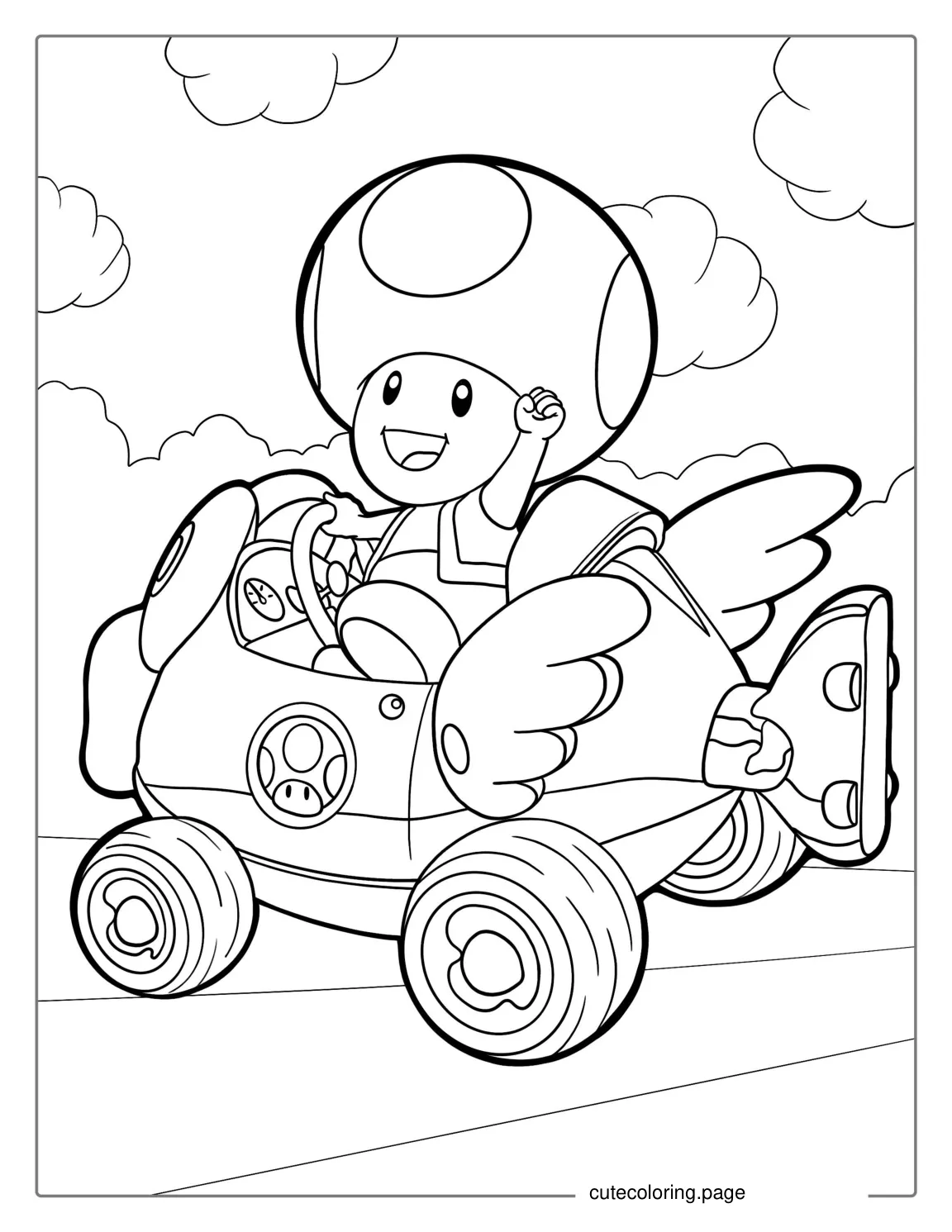 Toad Mario Kart Coloring Page For Kids coloring page