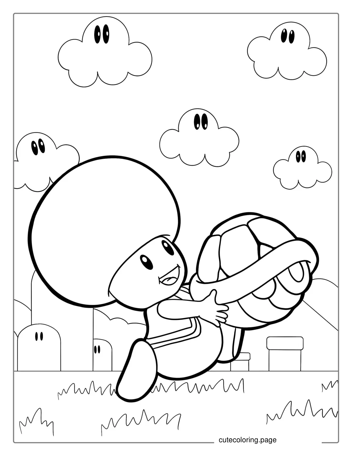 Toad Running With Red Shell coloring page