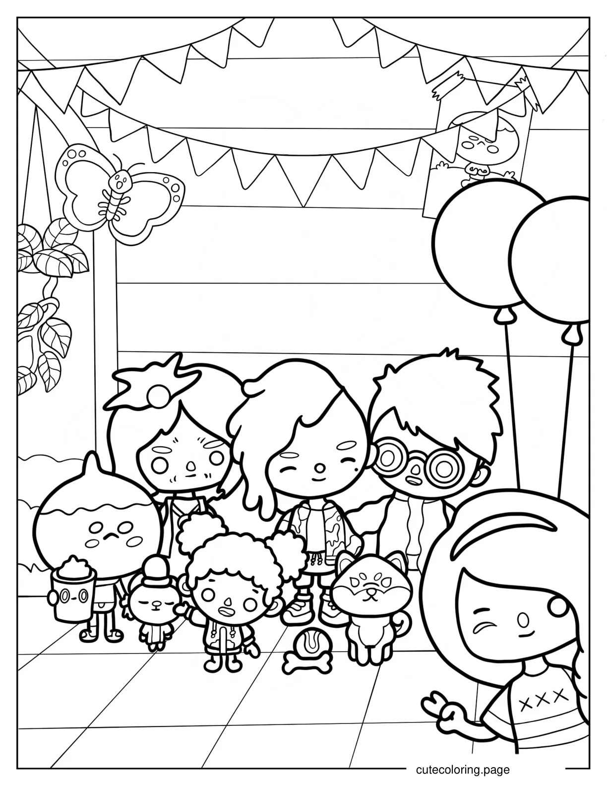 Cute Toca Boca Life World Birthday Party Coloring Sheet coloring page