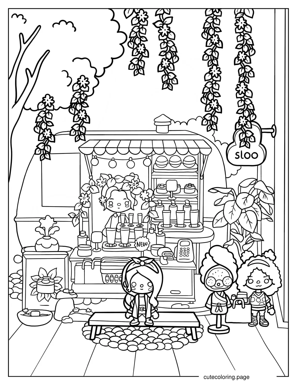 Cute Toca Boca Skincare Booth Coloring Page coloring page