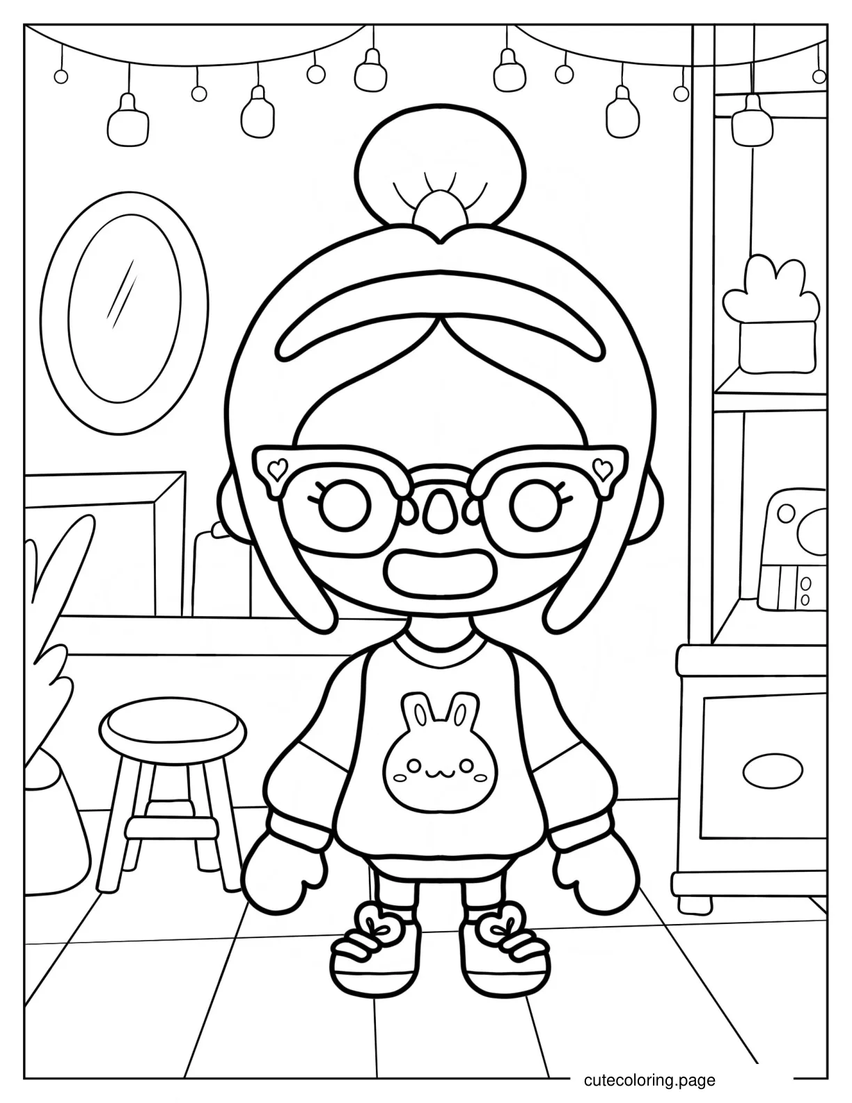 Scared Toca Boca Nerdy Girl Coloring Page coloring page