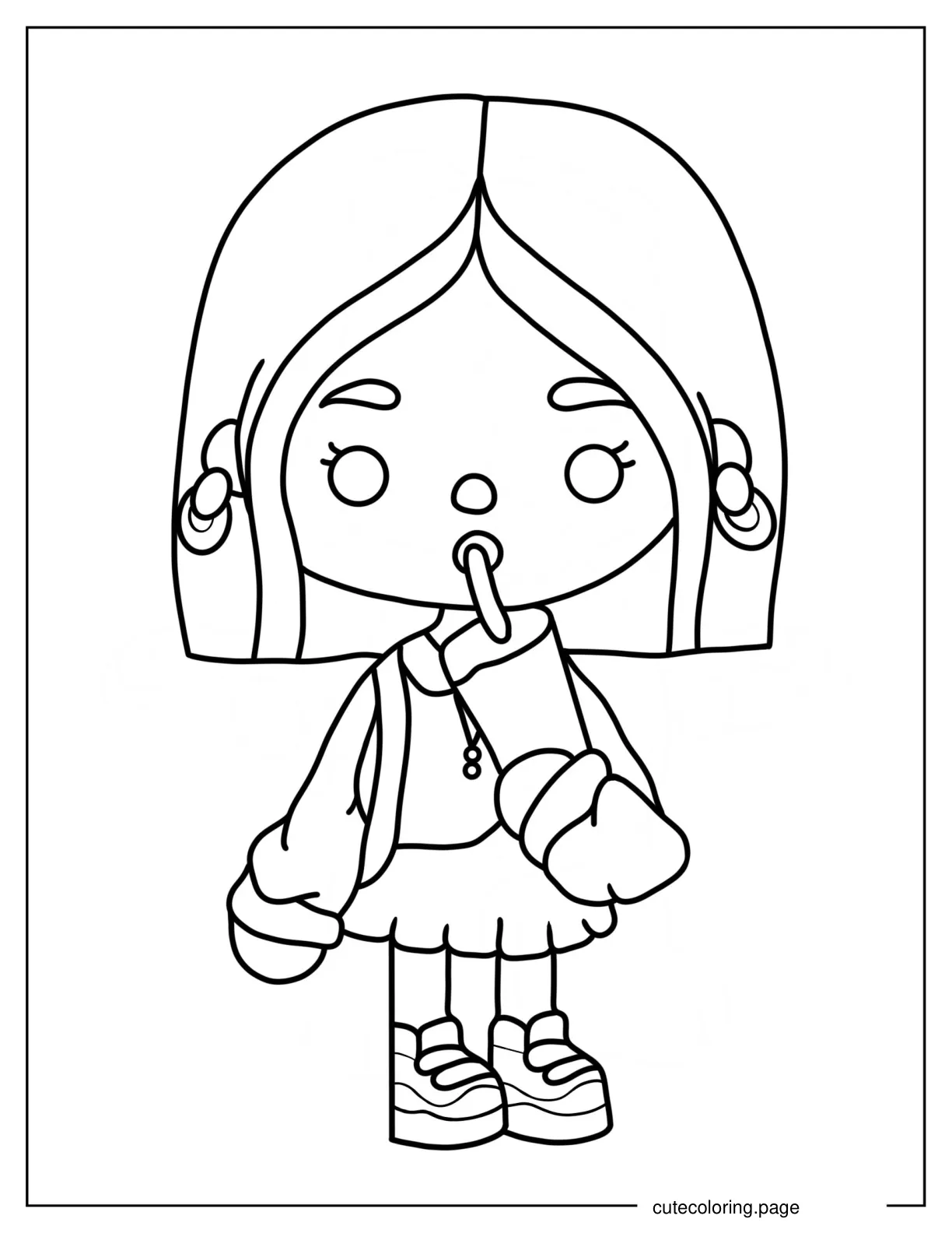 Toca Boca Charli D_Amelio Drinking Boba Tea Coloring Sheet coloring page