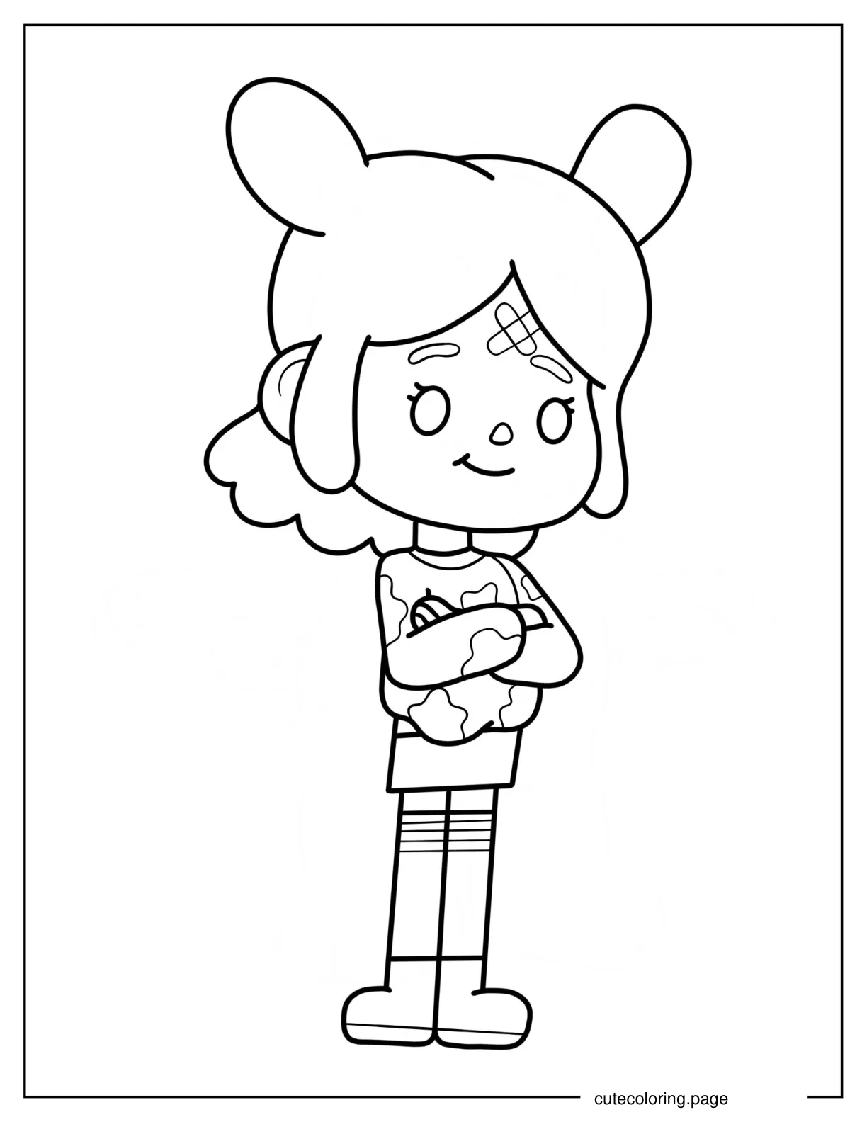 Toca Boca Doodle Girl With Band Aid On Forehead coloring page