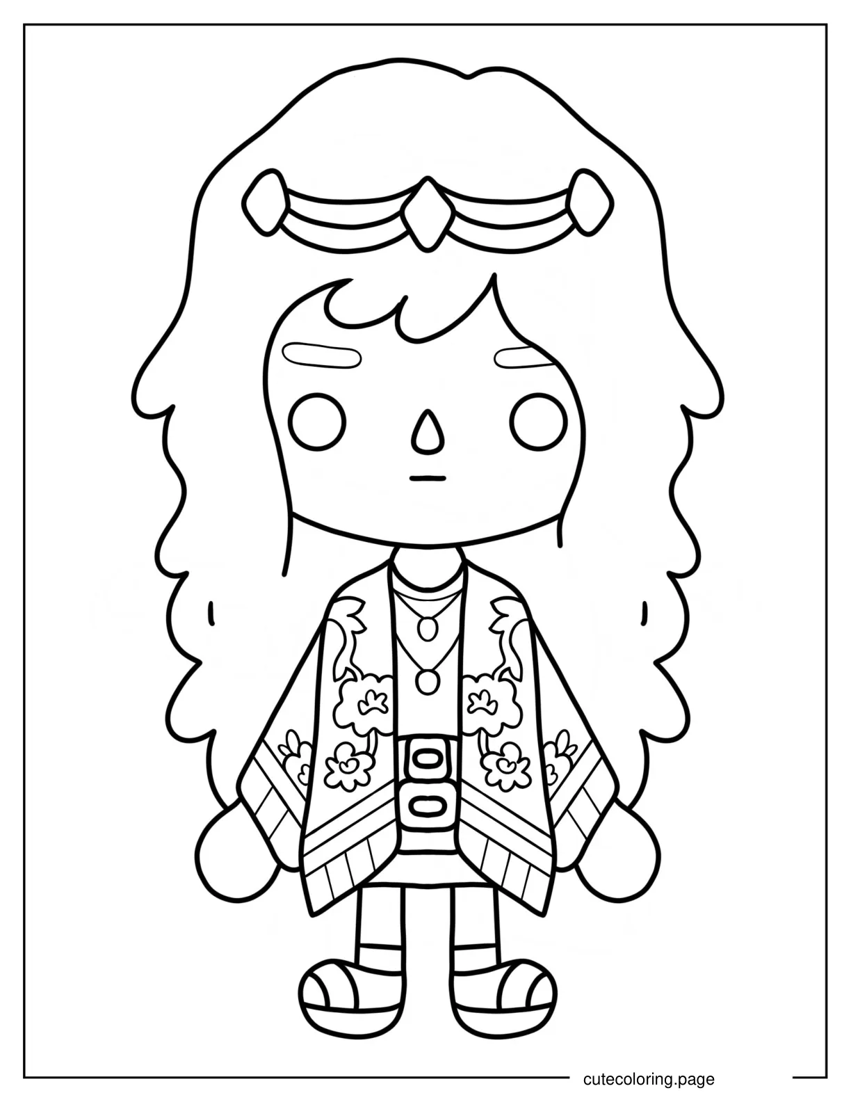 Toca Boca Hippie Girl Coloring Sheet coloring page