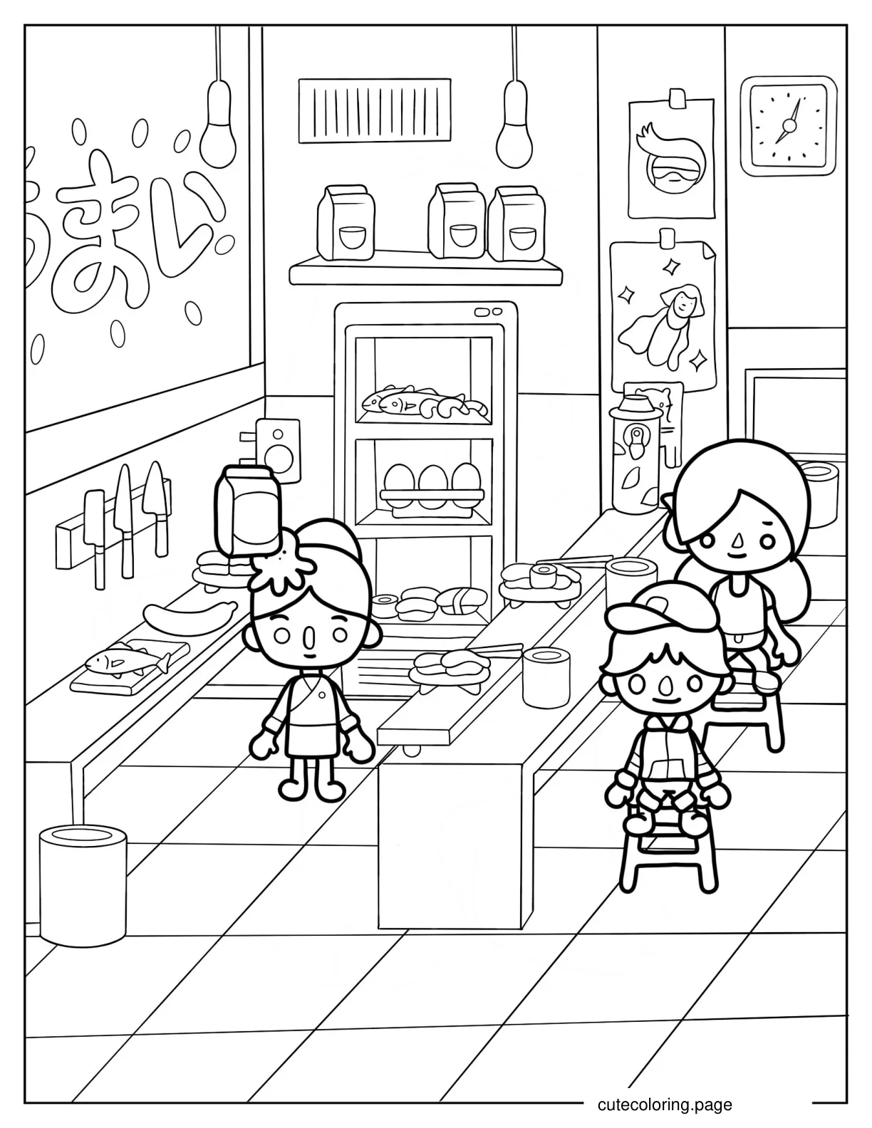 Toca Boca Life World Japanese Restaurant Coloring Sheet coloring page