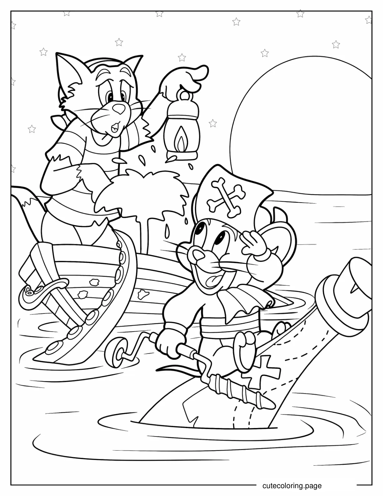 Coloring Page of Pirate Tom and Jerry for Kids coloring page