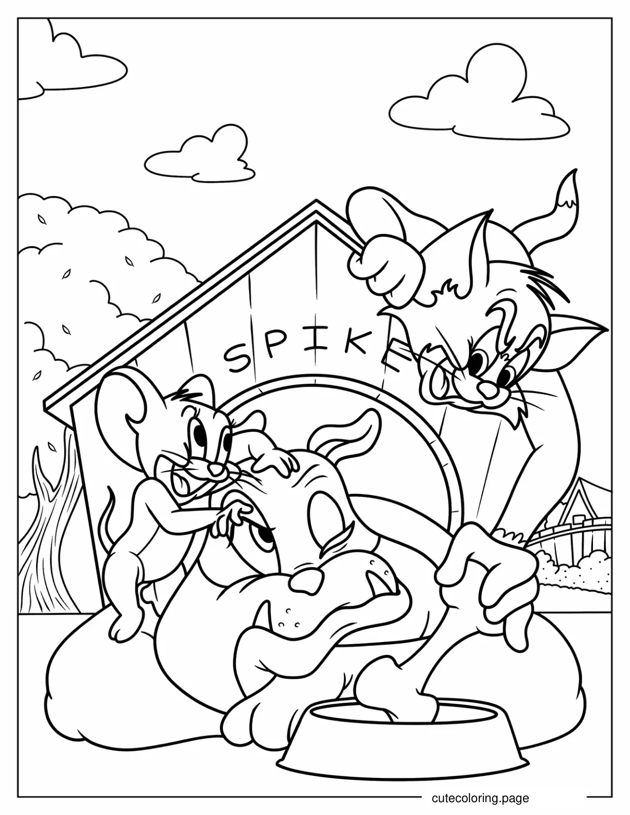 Coloring Page of Tom and Jerry Annoying Spike coloring page