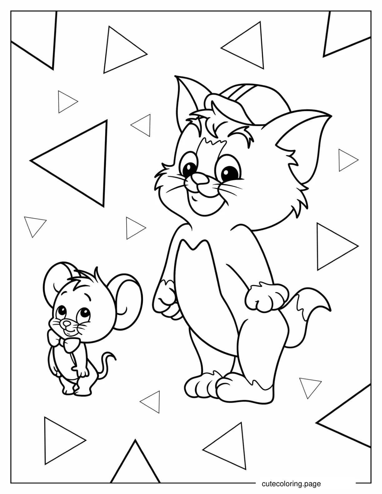 Cute Coloring Sheet of Young Tom and Jerry coloring page