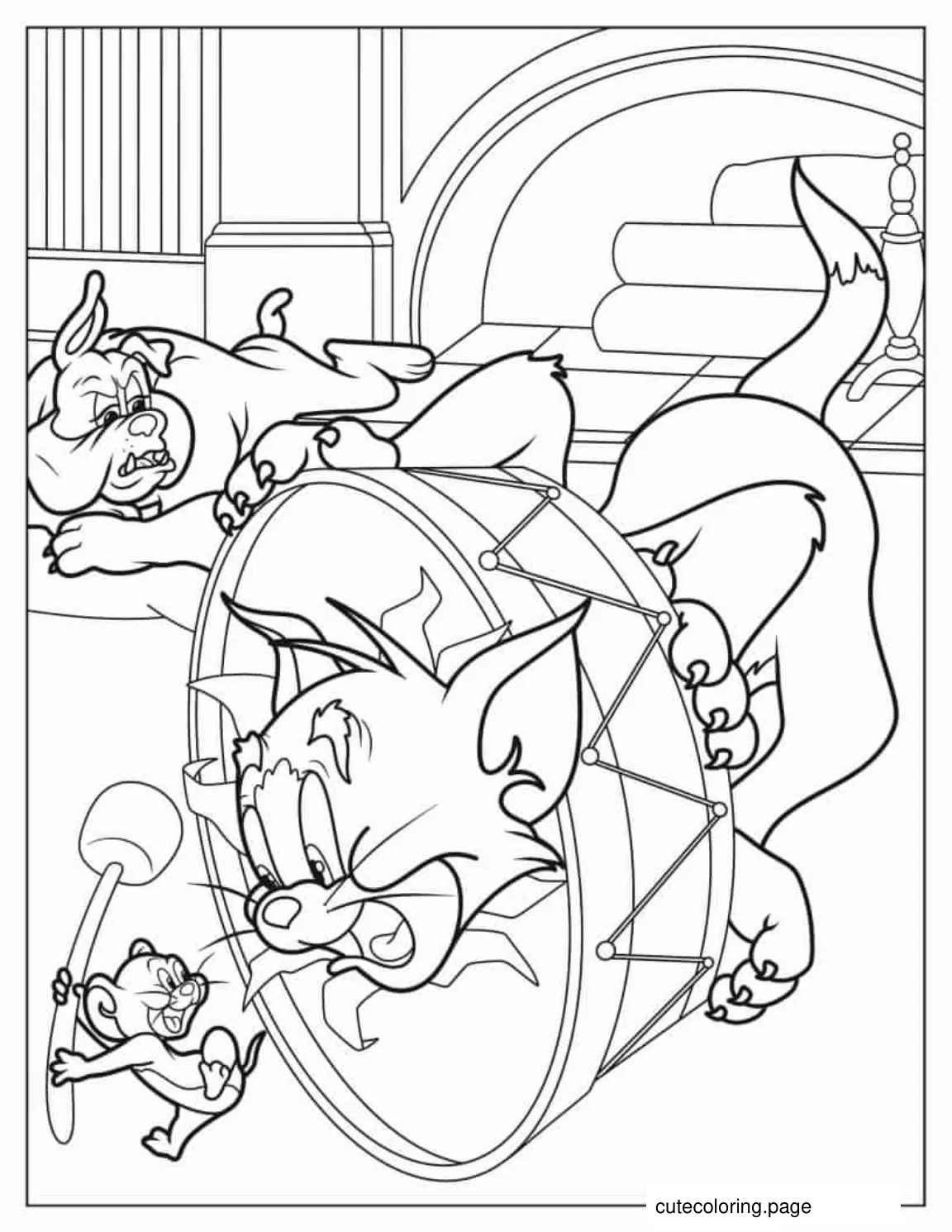 Jerry Outsmarts Tom While Spike Watches_1 coloring page