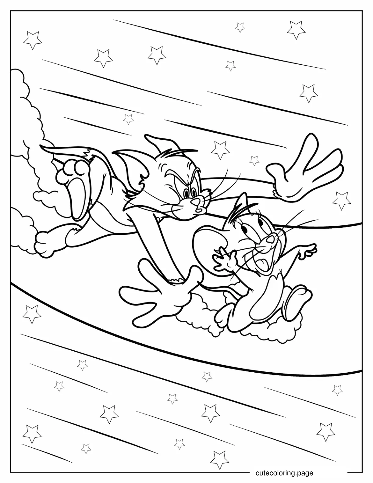 Jerry Running Away From Tom to Color coloring page