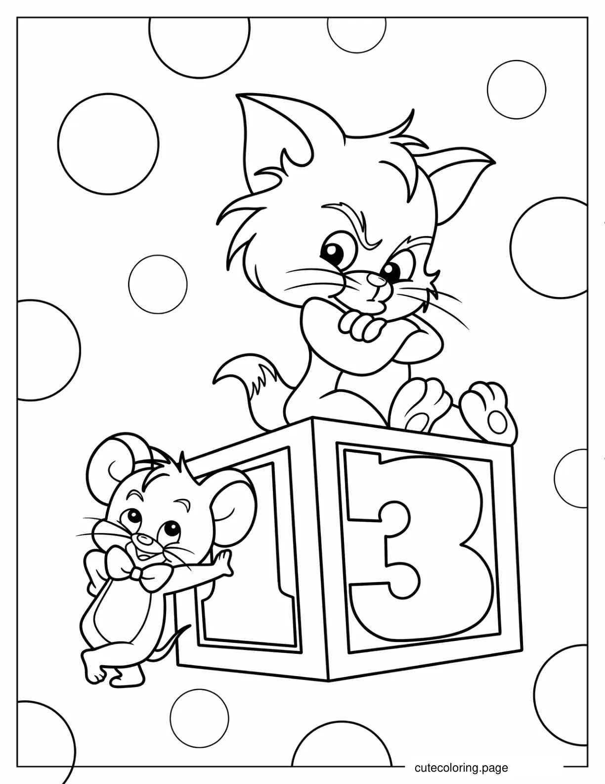 Kawaii Baby Tom and Jerry for Preschoolers coloring page