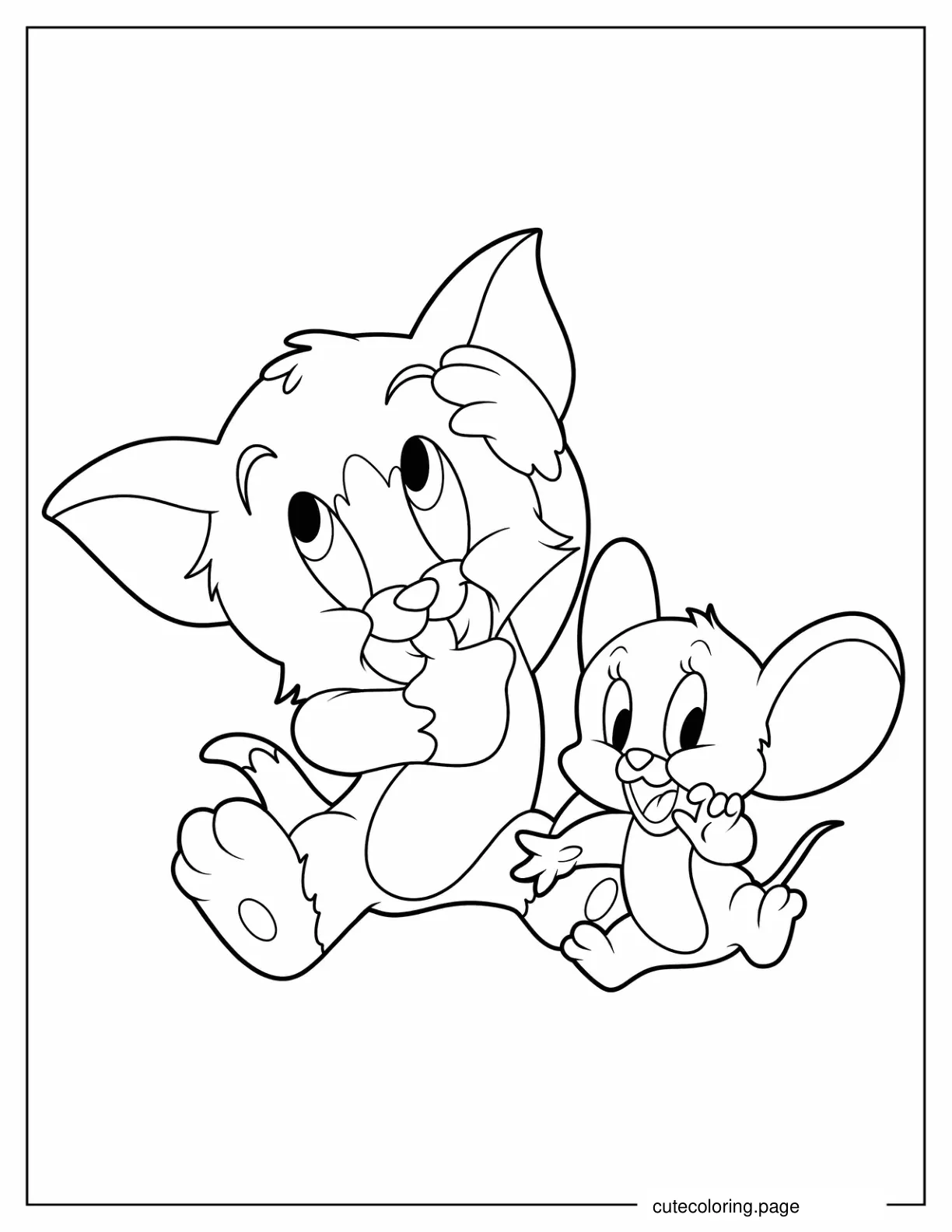 Kawaii Outline of Baby Tom and Jerry coloring page