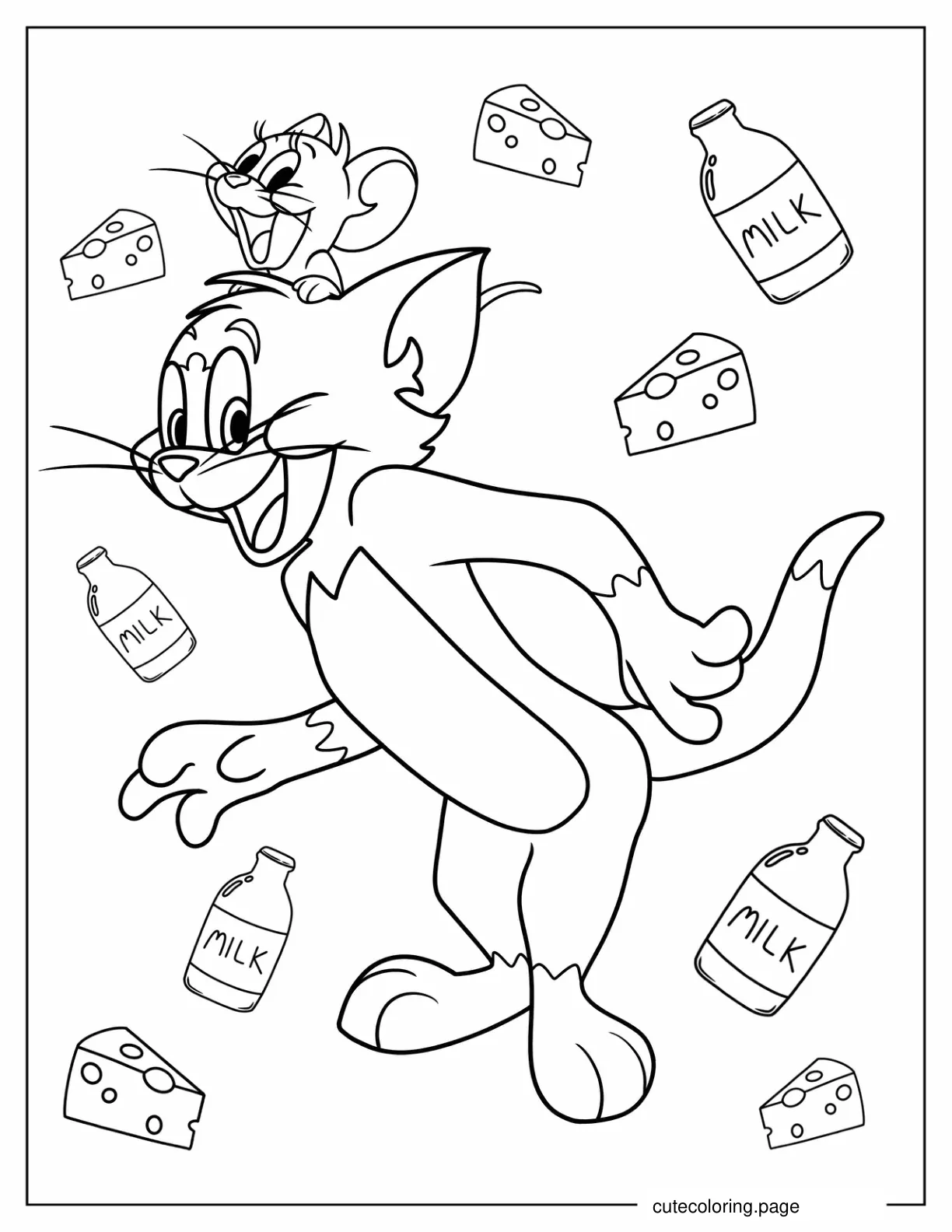 Simple Coloring Sheet of Tom and Jerry coloring page