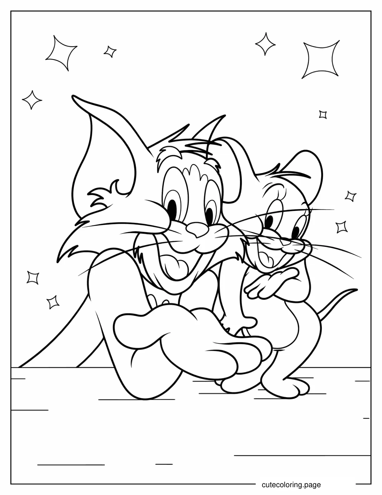 Smiling Tom and Jerry to Color for Kids coloring page