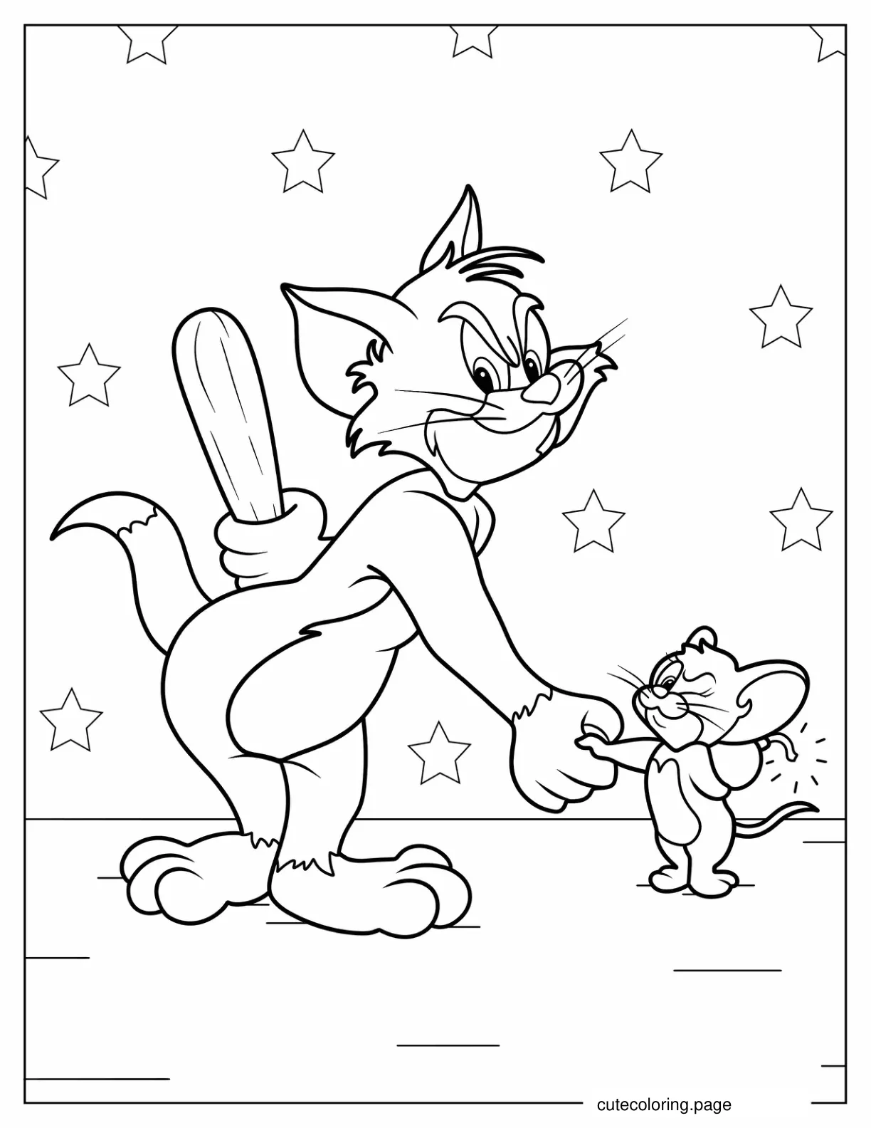 Tom and Jerry Trying to Trick One Another coloring page