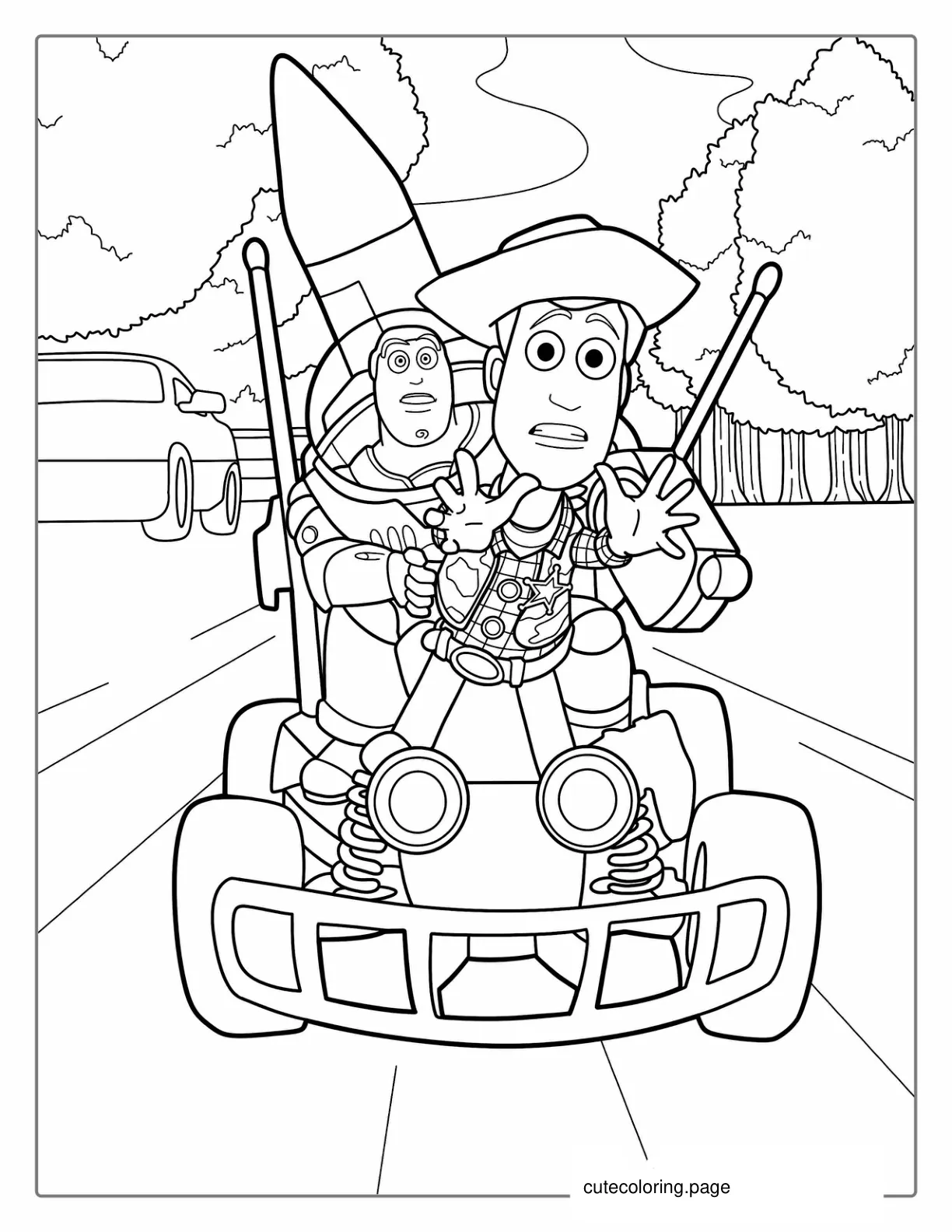 Andy And Buzz On RC Coloring PAge coloring page