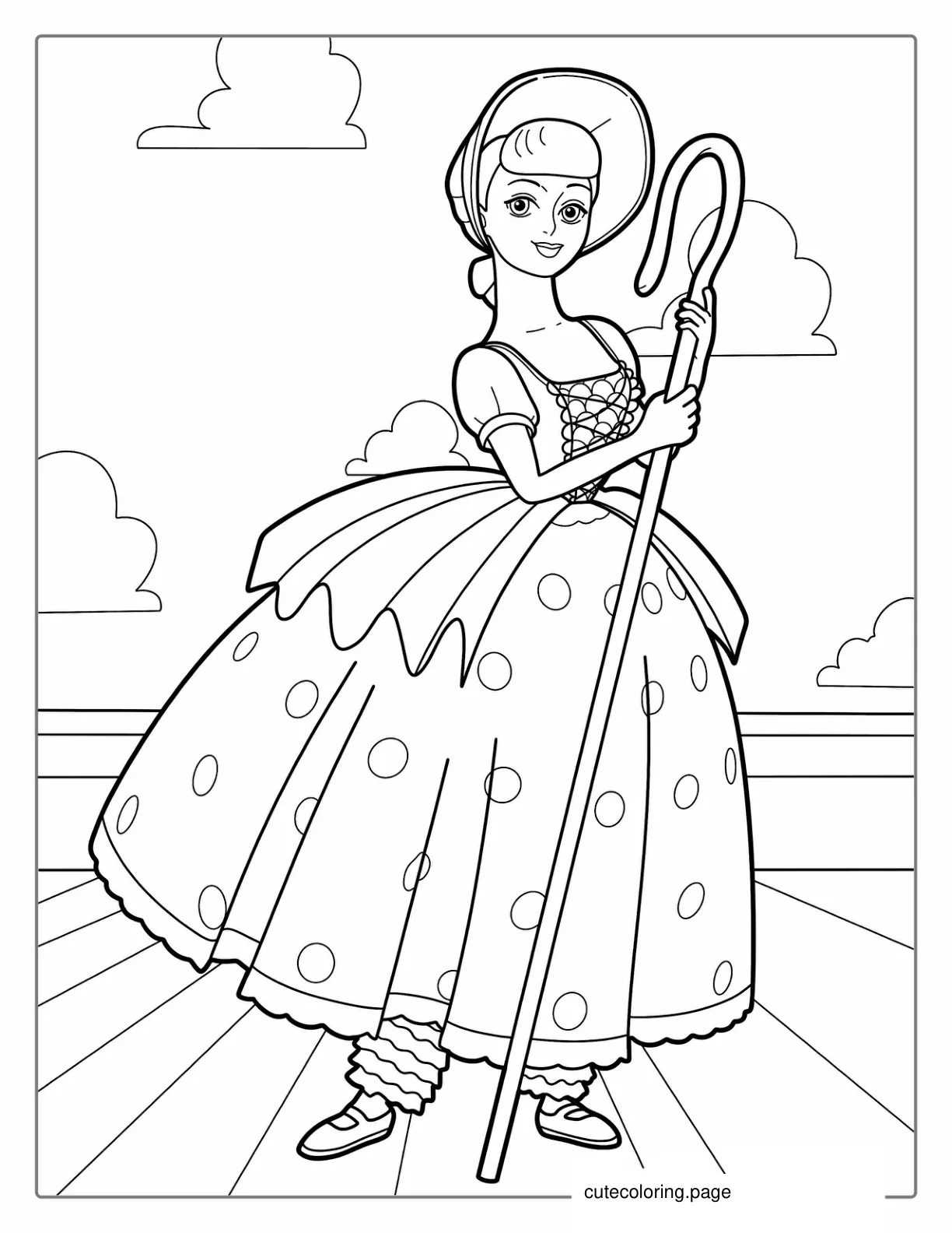 Coloring Page Of Bo Peetp Holding Staff coloring page