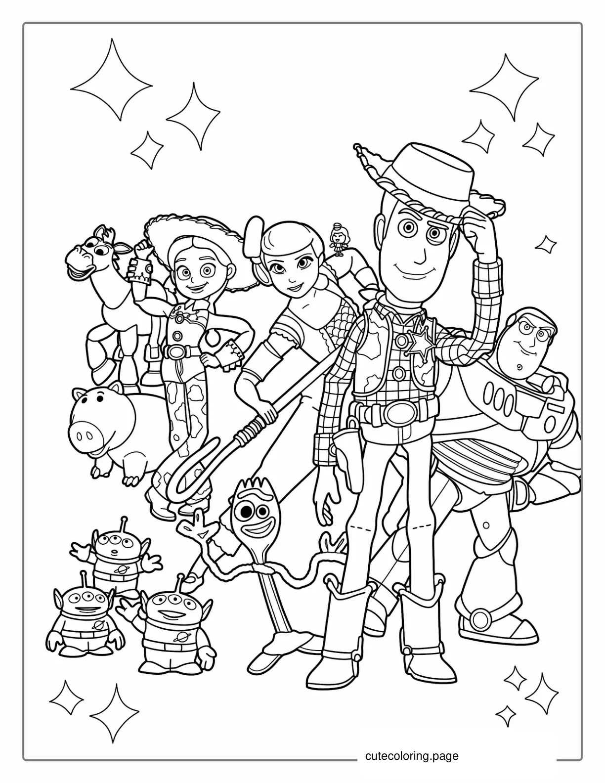 Iconic Toy Story Characters Coloring Page coloring page