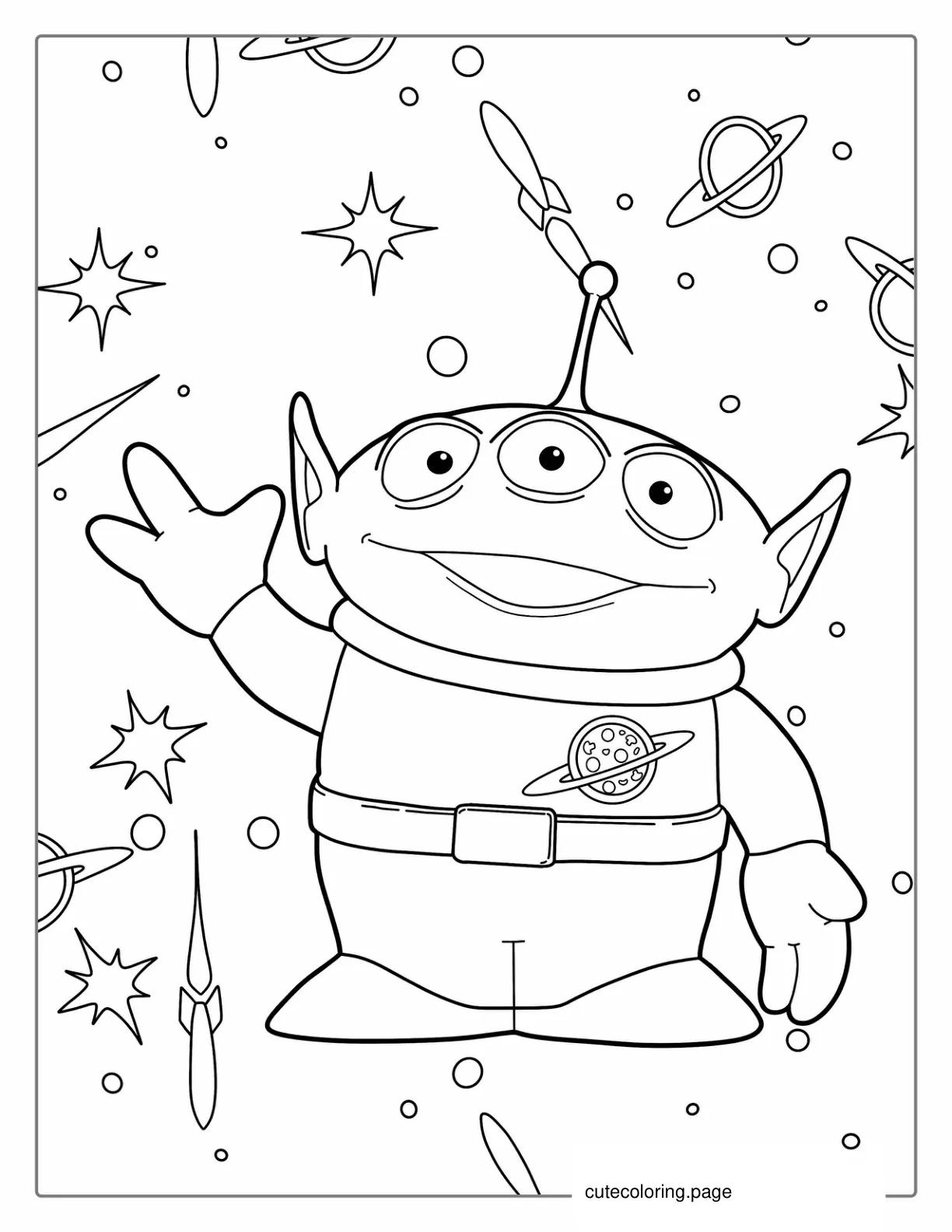 Simple Coloring Page Of Toy Story Alien coloring page