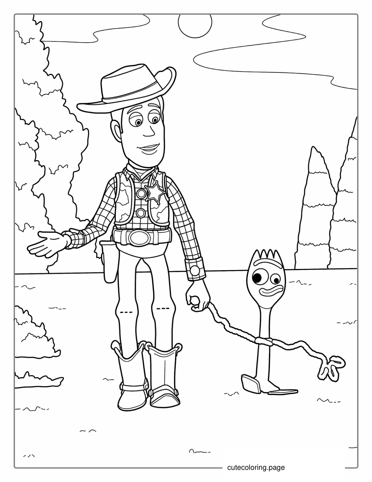 Woody And Spork Coloring Sheet coloring page