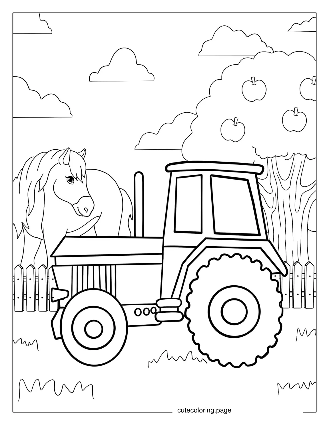 Easy Coloring Page Of Tractor coloring page