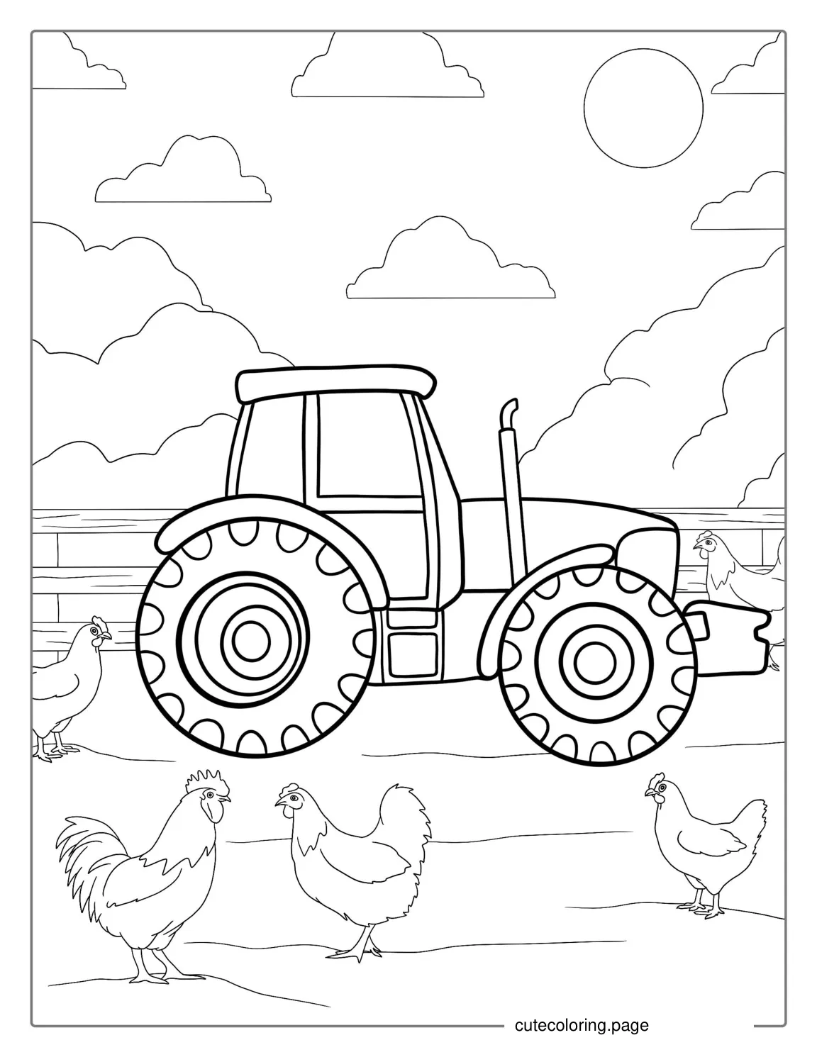 Easy Outline Of Tractor For Preschoolers coloring page