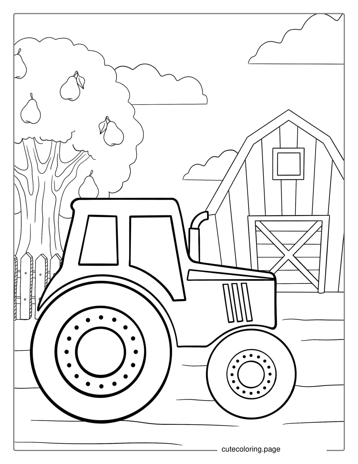 Easy Tractor Coloring Page For Kids coloring page