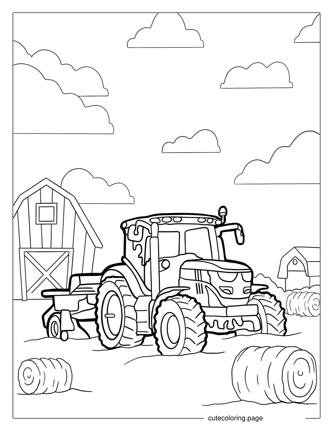 John Deere Tractor Plowing Field Coloring Page coloring page