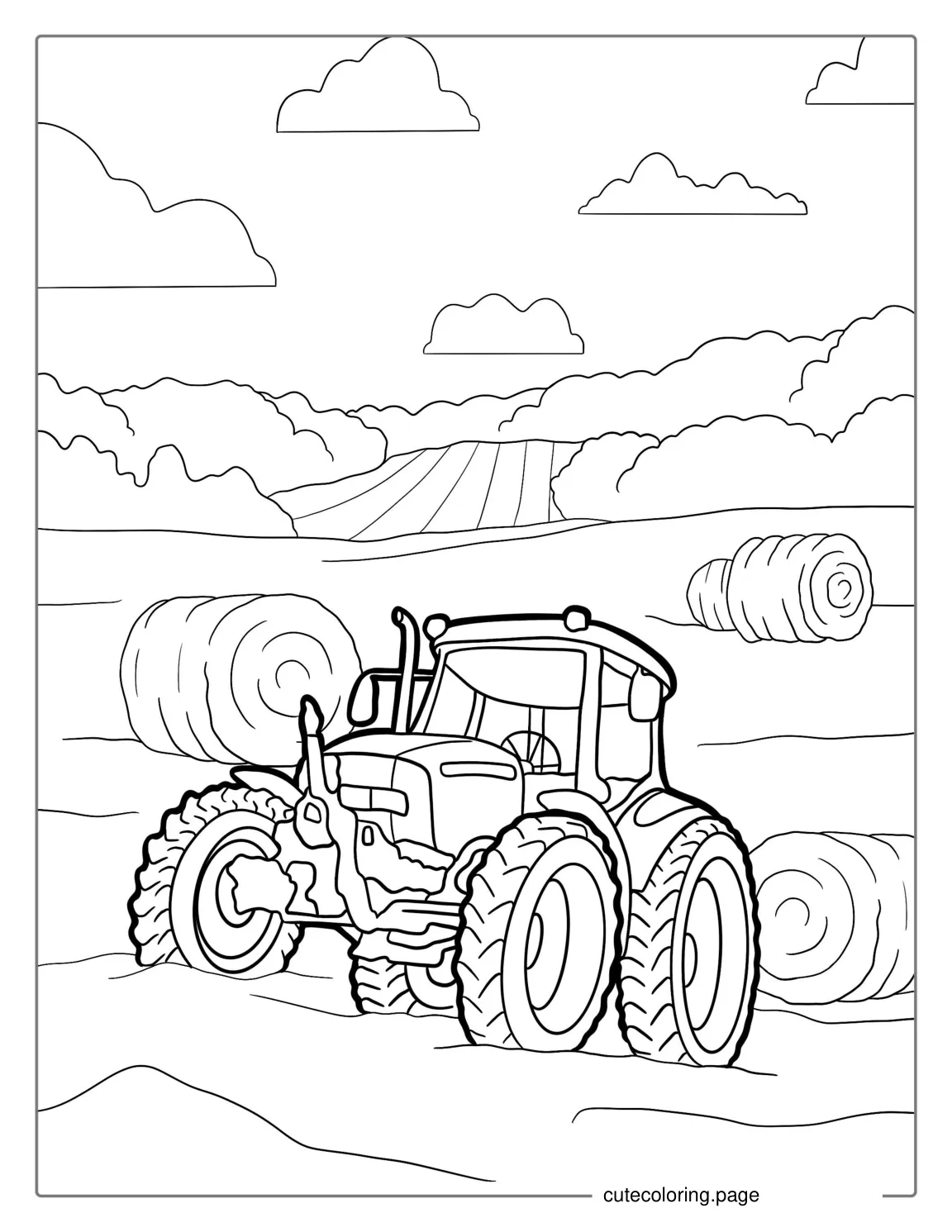 New Holland Tractor Cutting Grass Coloring Page coloring page