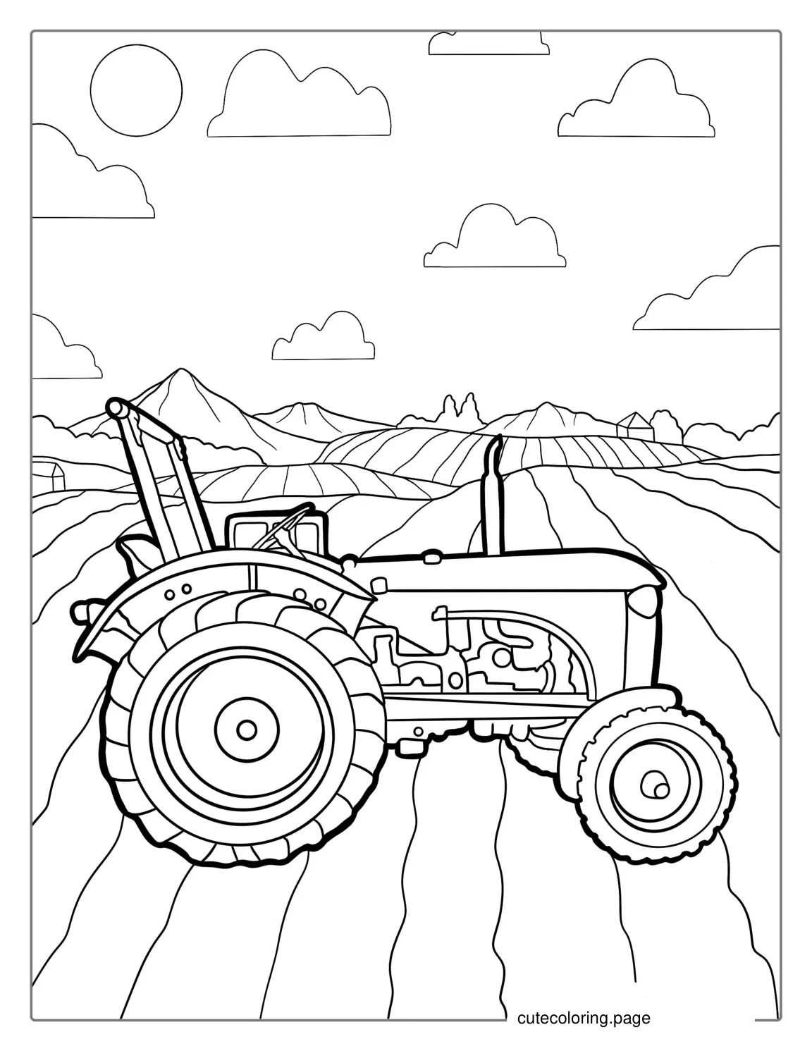 Tractor On The Farm To Color For Kids coloring page