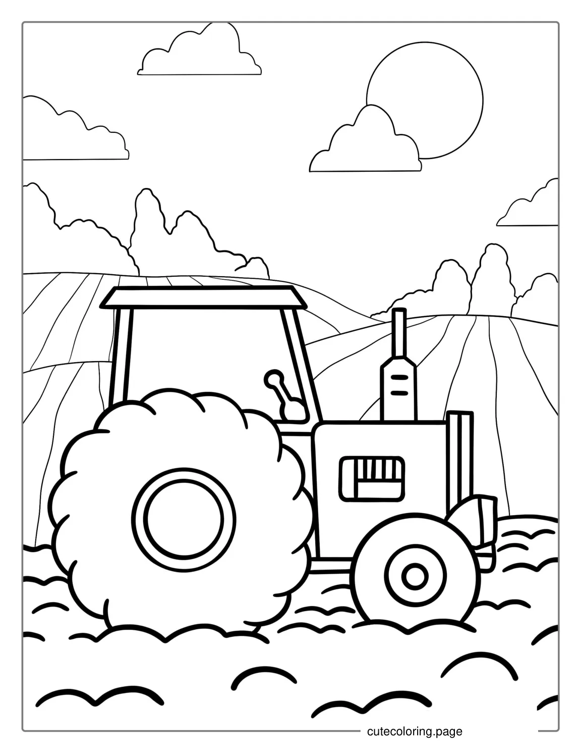 Tractor Stuck In The Mud To Color coloring page