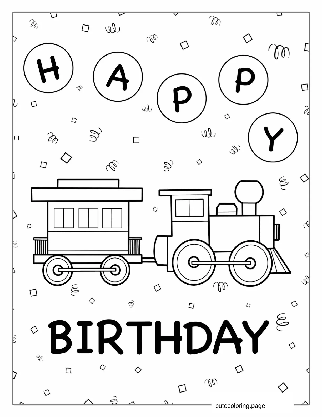 Coloring Page Of a Happy Birthday Train coloring page